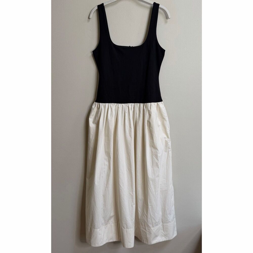 Banana Republic Cream & Black Square Neck Drop-Waist Midi Tank Dress Small
